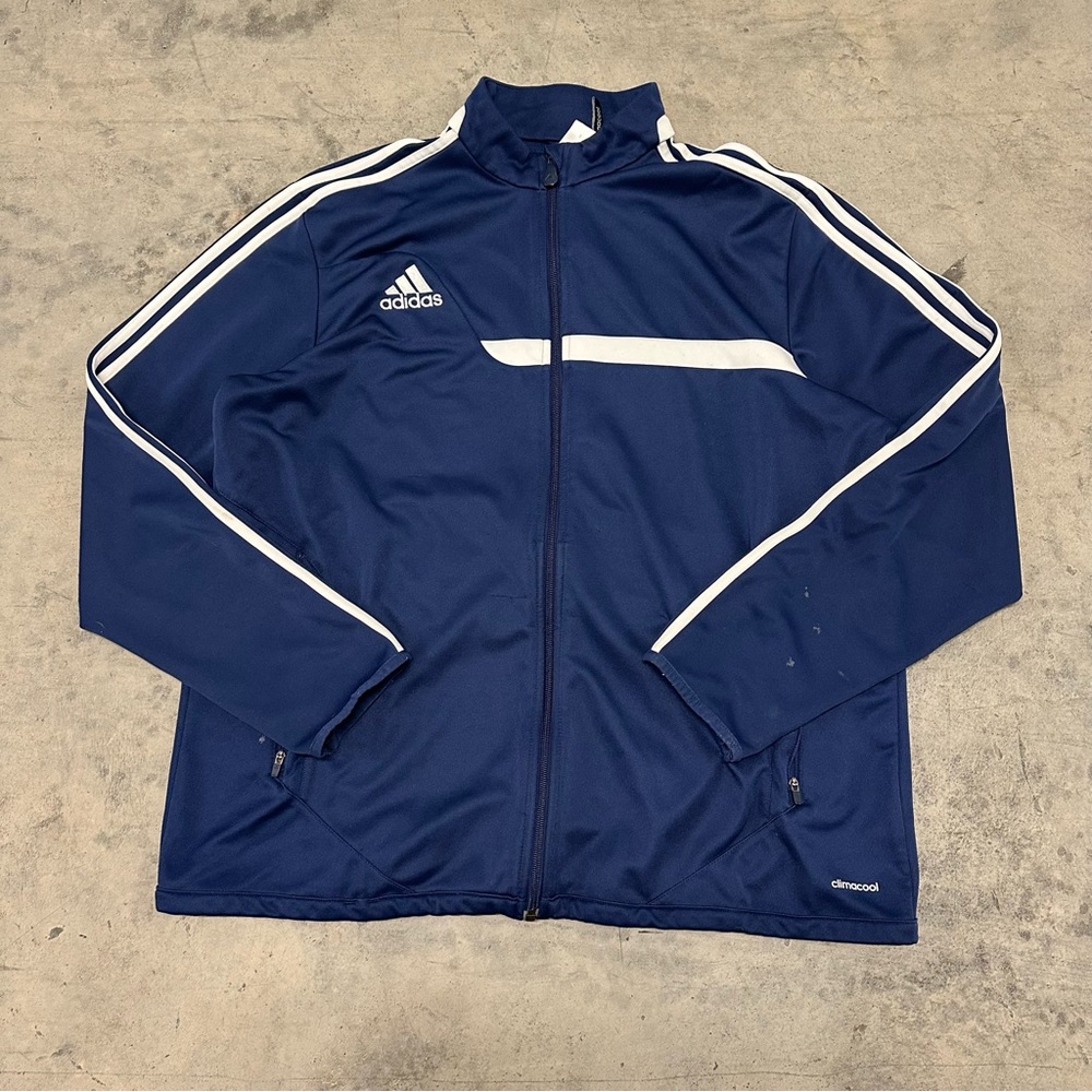 Vintage‎ Adidas Track Jacket Men's XL Blue 3 Striped Y2K